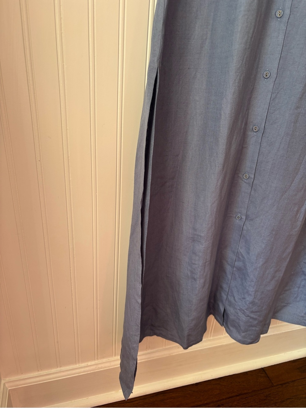 Embroidered Button-Front Maxi Dress in Dusty Blue - Picture 5 of 7